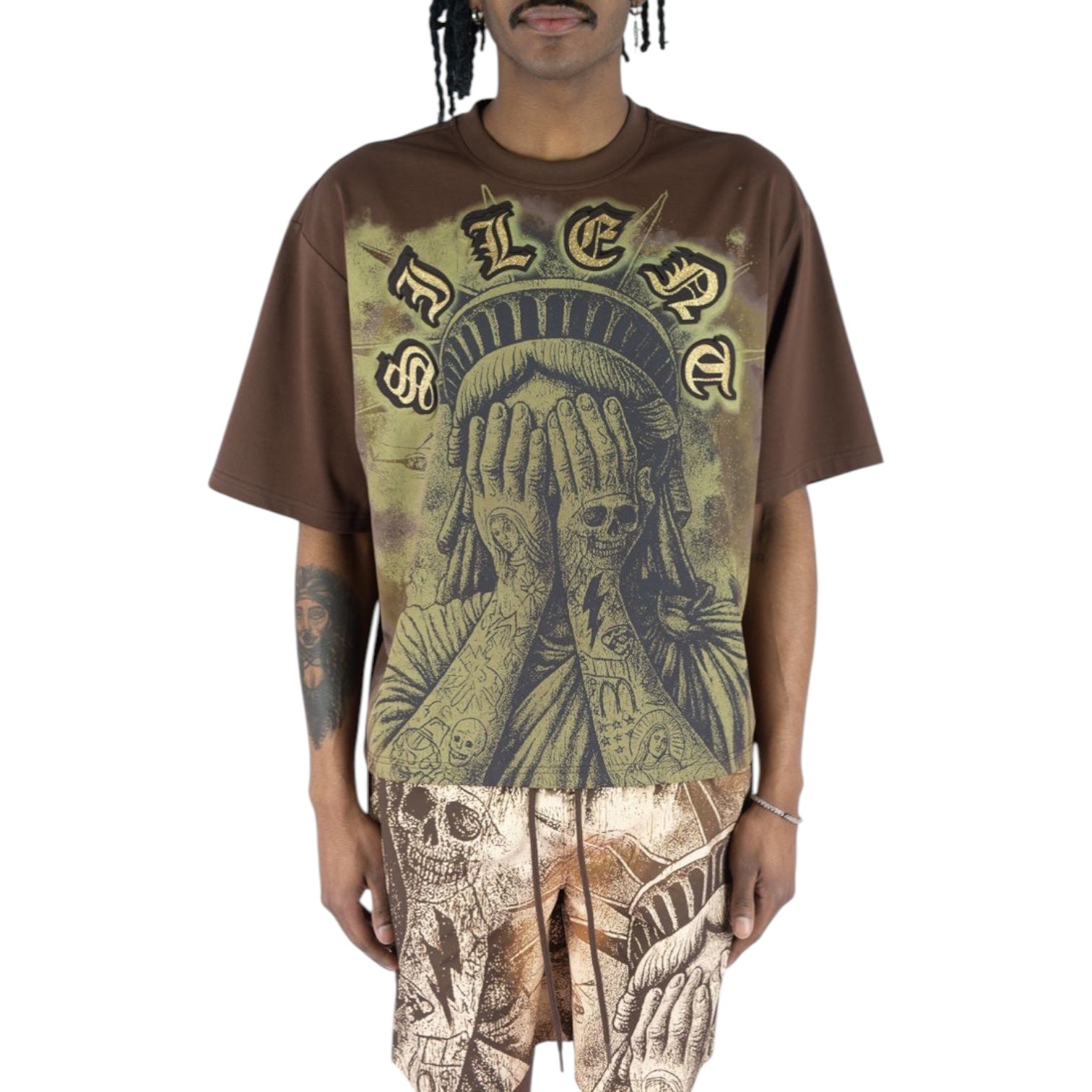 REBEL MINDS: Weeping Liberty Crop Tee 610-11117